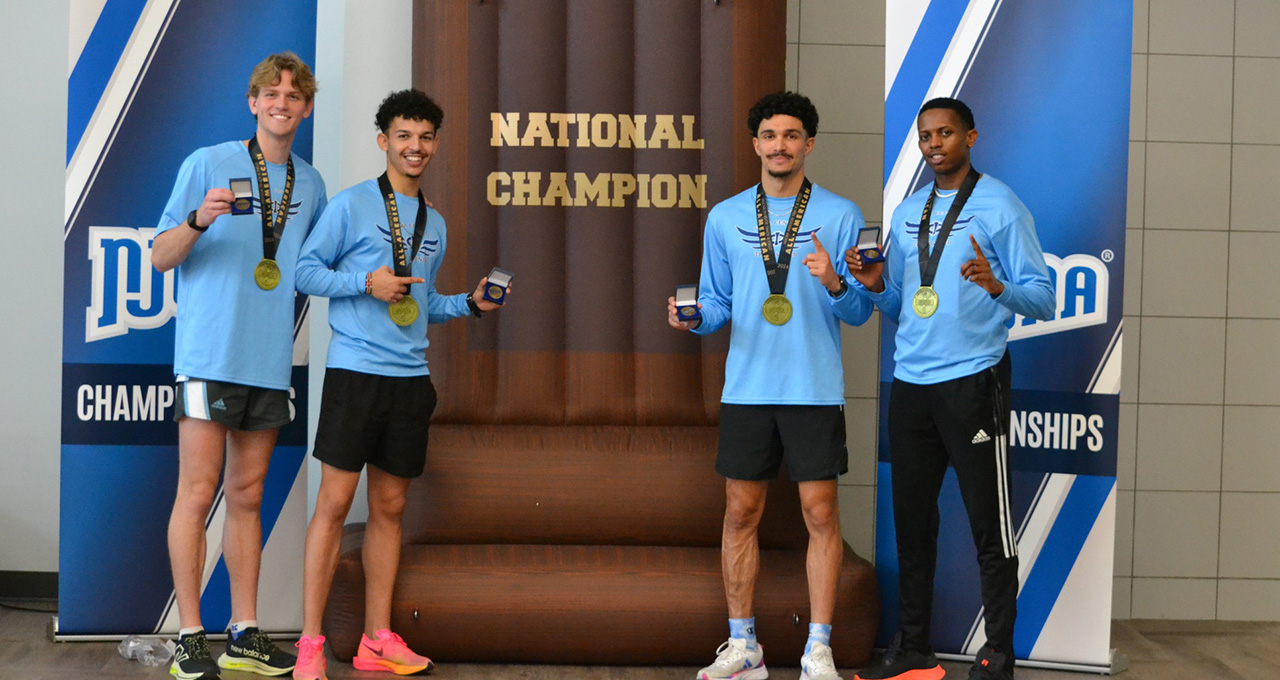 Mens Distance Med Relay team earned gold at nationals, receiving the ICCAC Athlete of the Week.