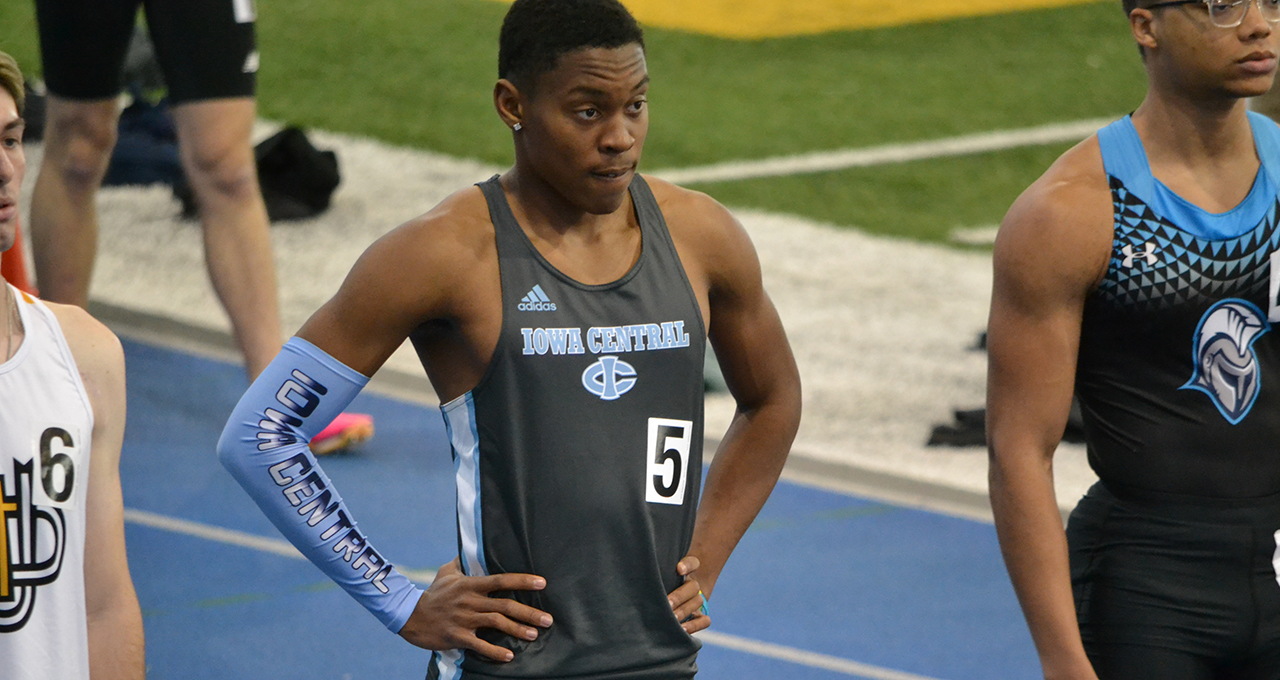 Zion Campbell finished first in the mens 60 meter dash at SDSU's Jim Emmerich Meet