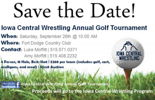 Iowa Central wrestling golf tourney set for September