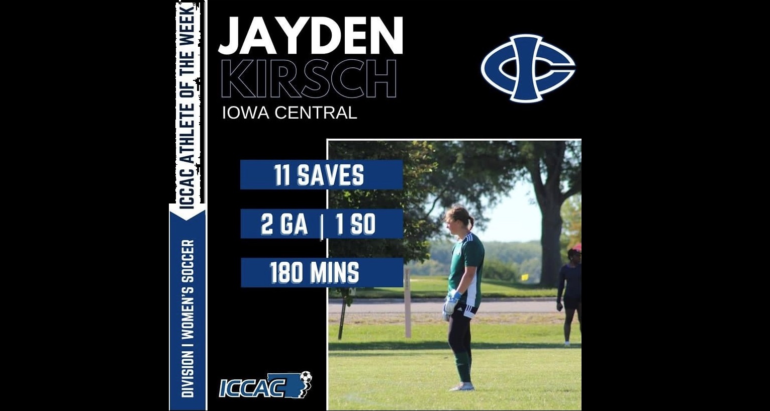 Jayden Kirsch named ICCAC Athlete of the Week